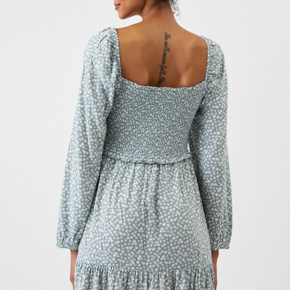 PacSun LA Hearts Long Sleeve Smocked Bodice Mini Dress - Picture 6 of 8